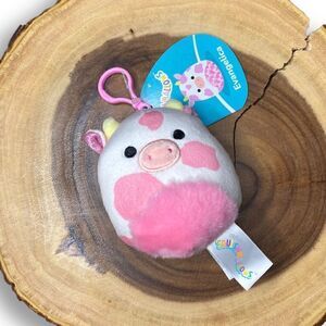 Squishmallows Evangelica The Pink Spotted Cow 3.5” Clip Keychain Valentines 2023